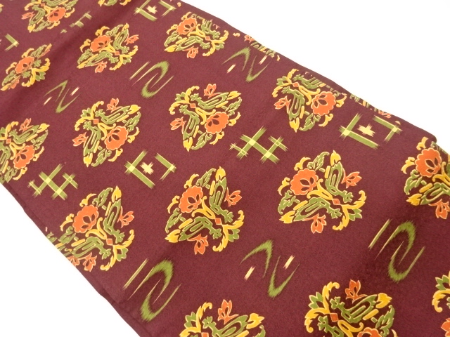 JAPANESE NAGOYA OBI / WOVEN ABSTRACT FLORAL PLANTS